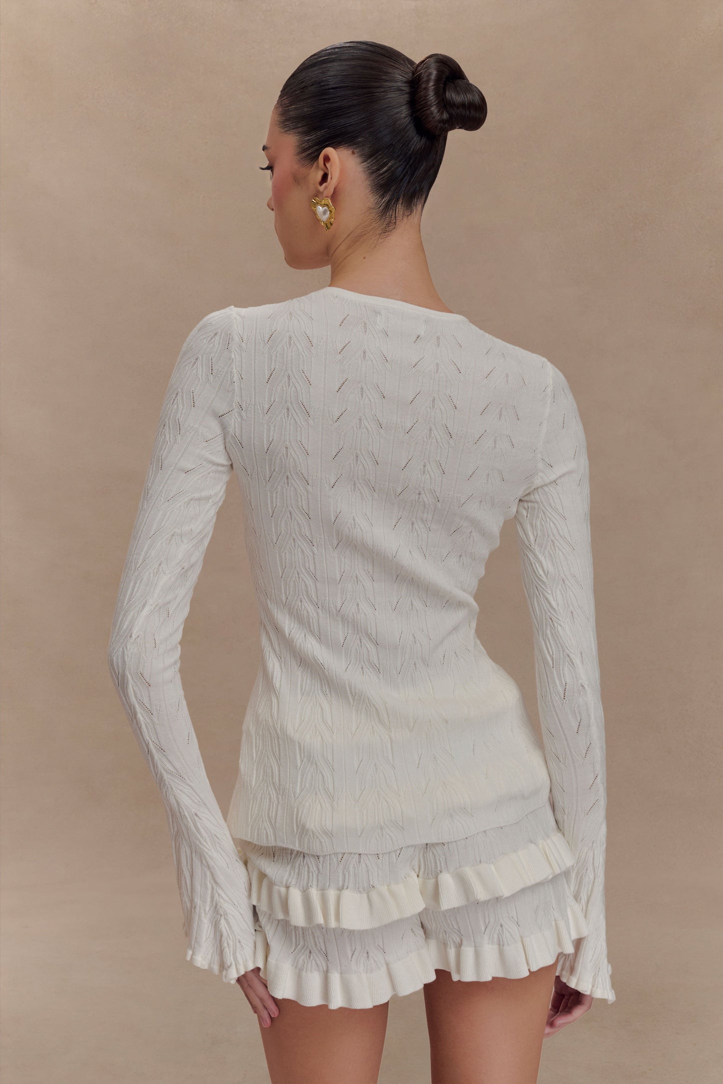 Amy Pointelle Çan Kollu Hırka - Fildişi