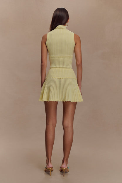 Indy Pointelle Örgü Mini Etek - Limon