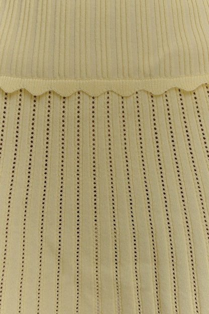 Indy Pointelle Örgü Mini Etek - Limon
