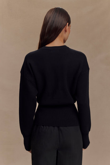 Alexia Düğmeli Büyük Boy Hırka - Siyah