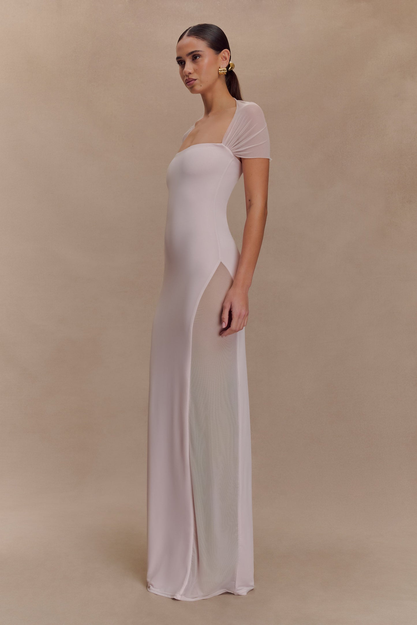 Wyatt Slinky Ve File Maxi Elbise - Soluk Pembe