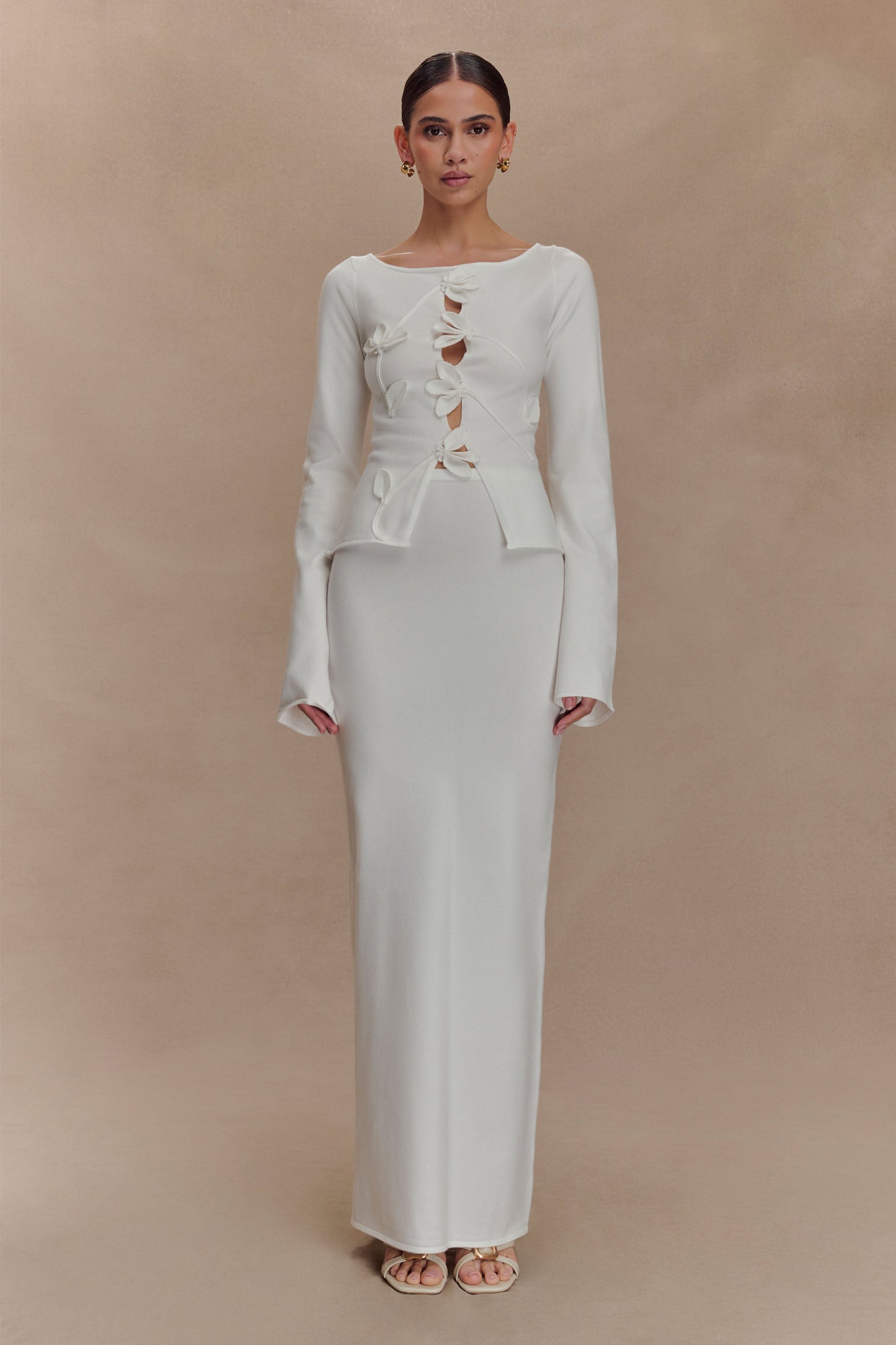 Alejandra Örgü Uzun Etek - Beyaz