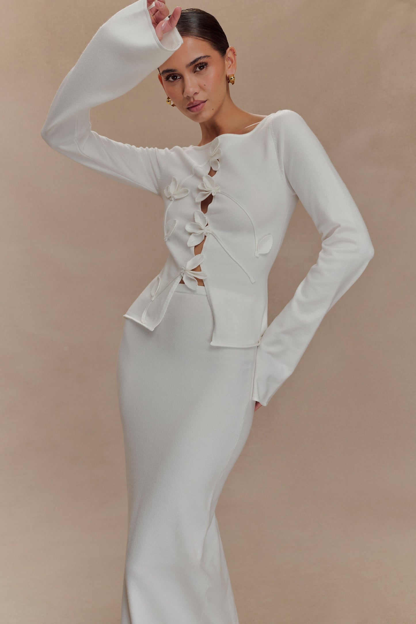 Alejandra Örgü Uzun Etek - Beyaz