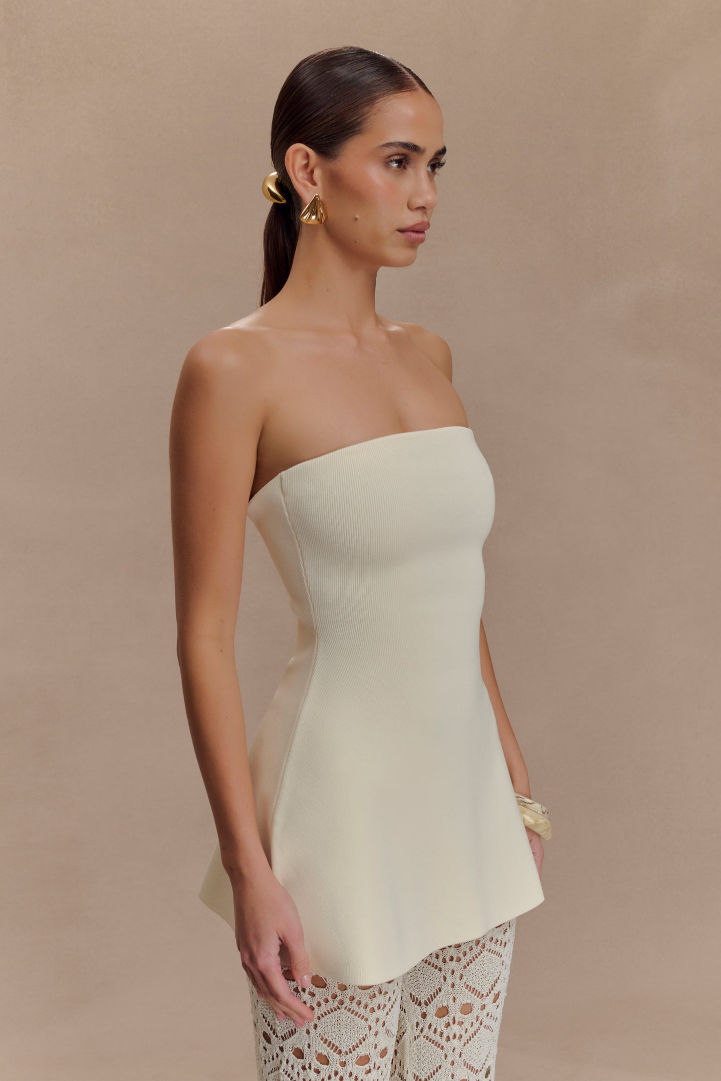 Anette Bandaj Örgü Straplez Üst - Fildişi