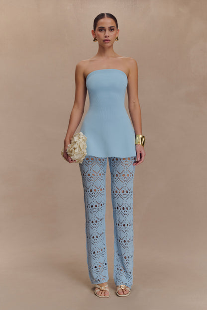 Anette Bandaj Örgü Straplez Üst - Gök Mavisi