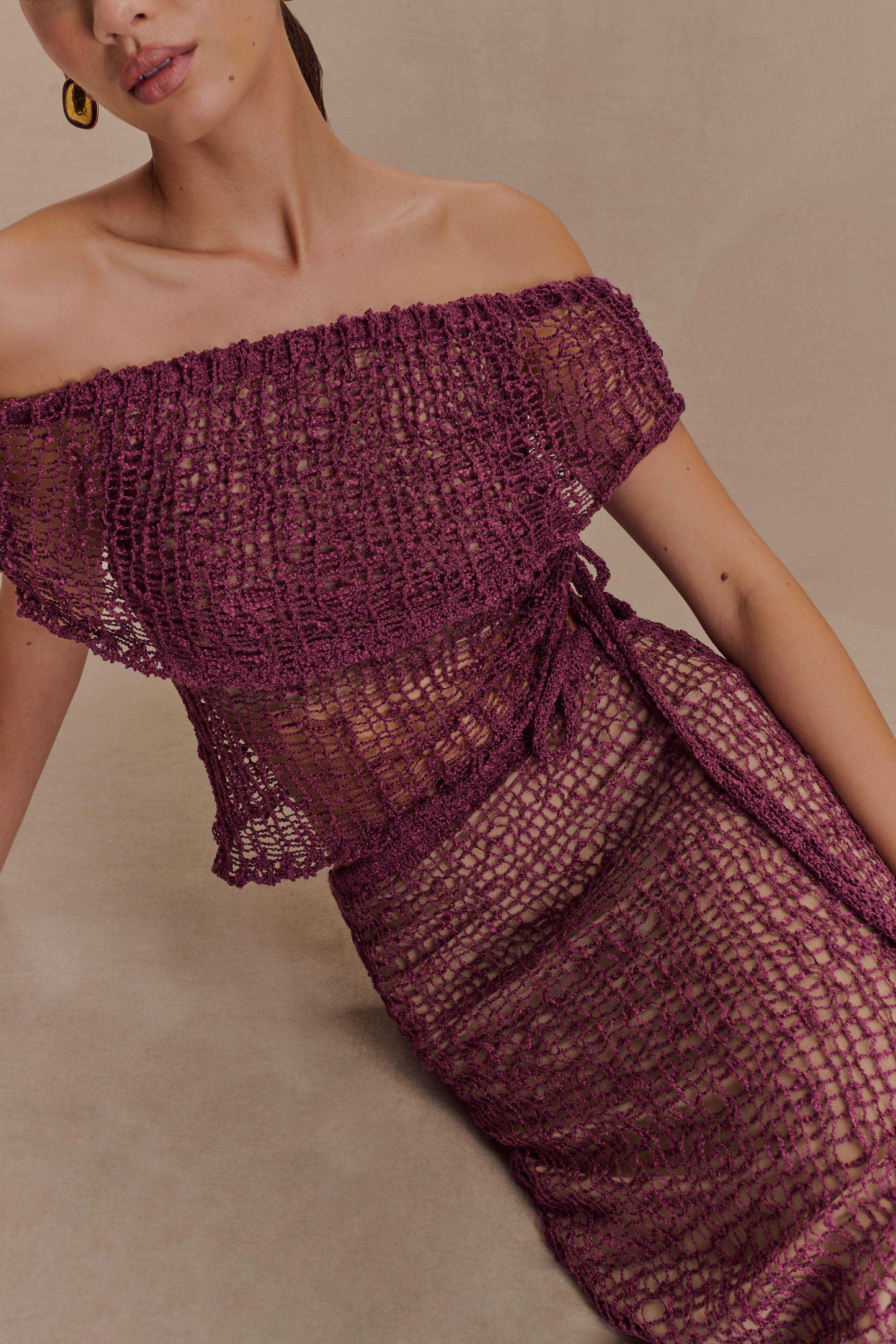 Cordelia Omuz Açık Örgü Üst - Leylak