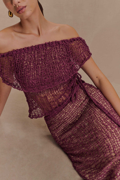 Cordelia Omuz Açık Örgü Üst - Leylak