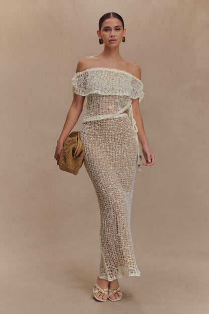 Cordelia Örgü Uzun Etek - Fildişi