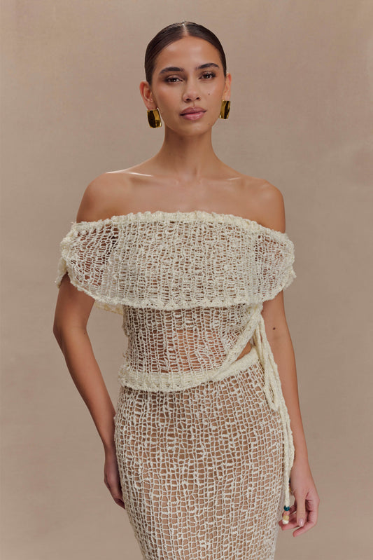 Cordelia Omuz Açık Örgü Üst - Fildişi