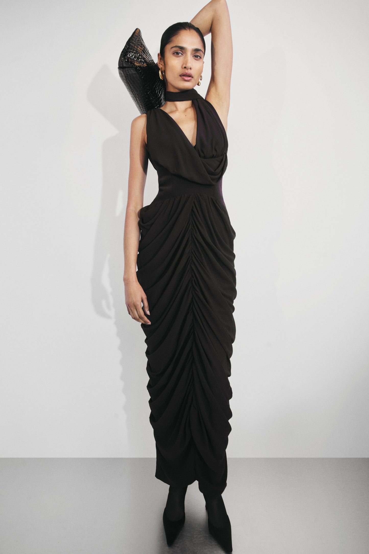 Alex Şifon Uzun Elbise - Kakao Kahvesi