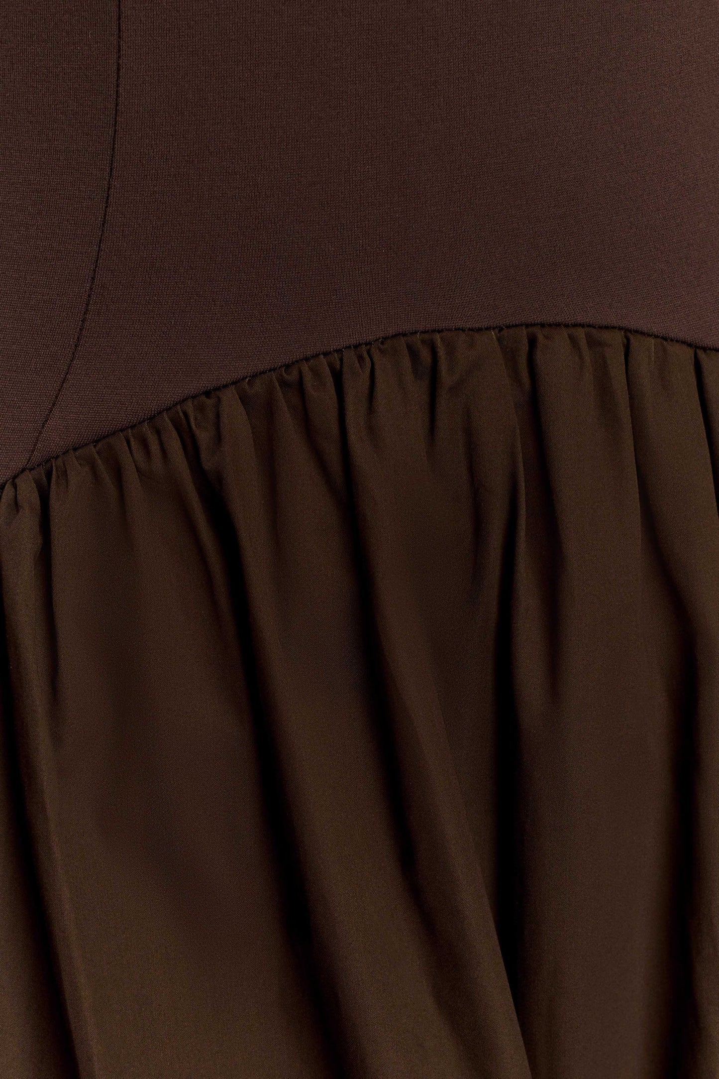 Akasya Kontrast Kolsuz Uzun Elbise - Çikolata