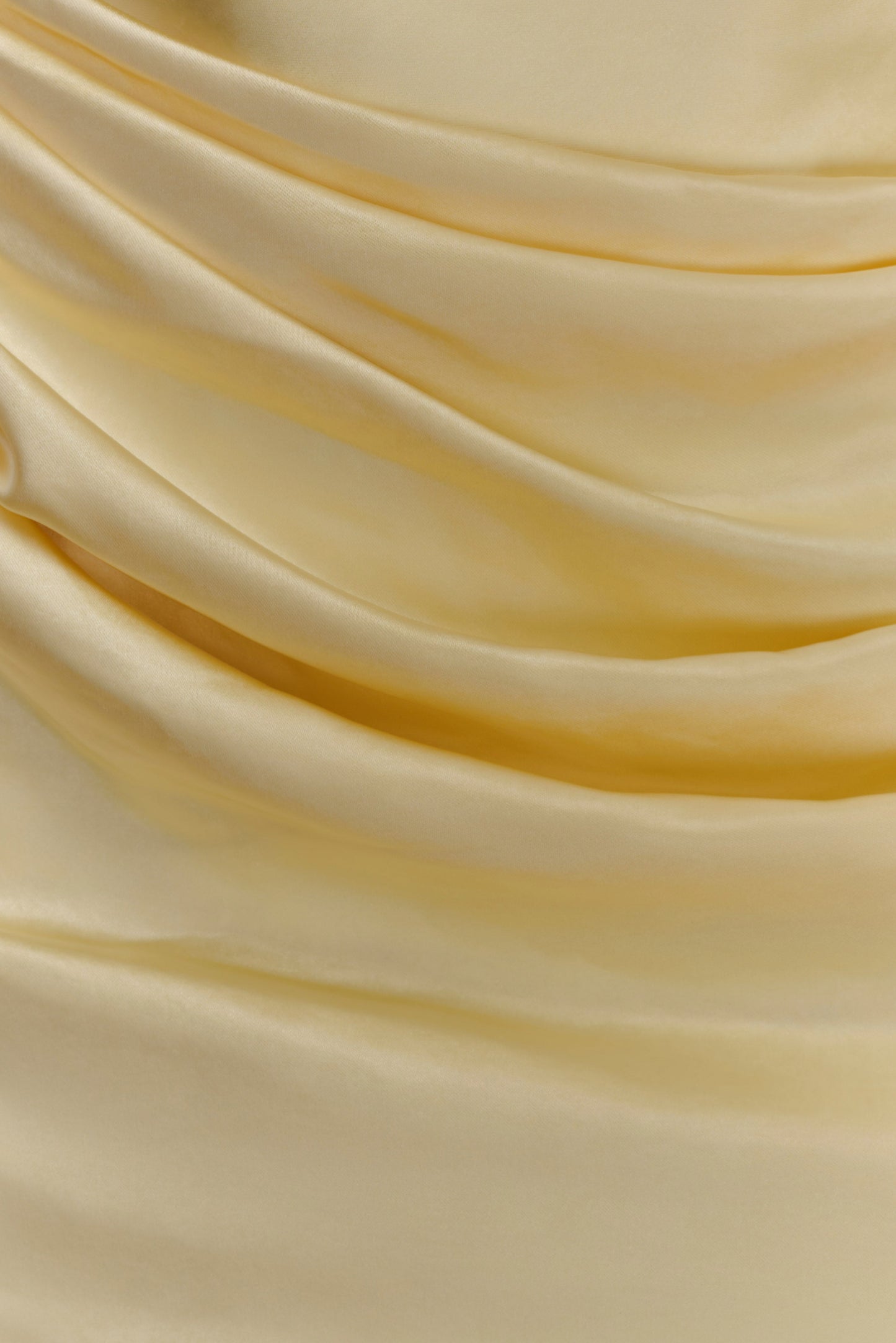 Dalia Omuz Açık Saten Uzun Elbise - Limon