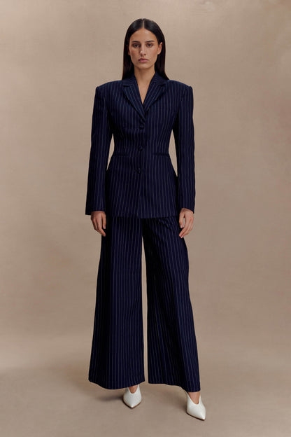 Bellamy Cinched Blazer - Lacivert Çizgili