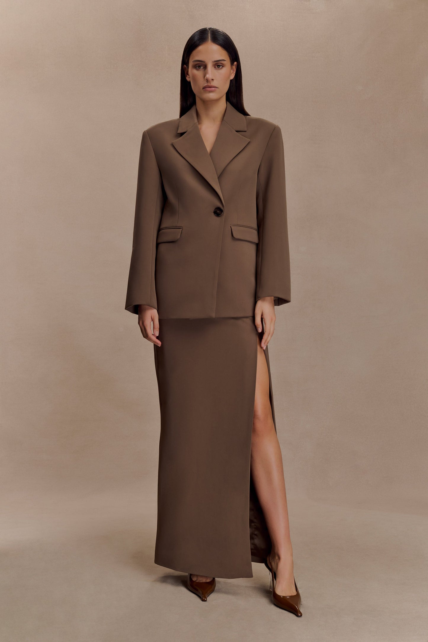 Cassie Column Maxi Etek - Kakao Kahvesi