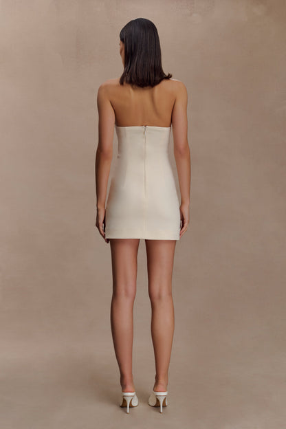 Christina Cross Over Mini Elbise - Tereyağlı Krem