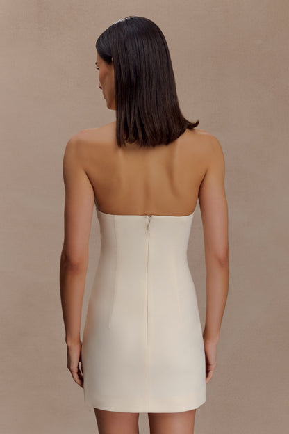 Christina Cross Over Mini Elbise - Tereyağlı Krem