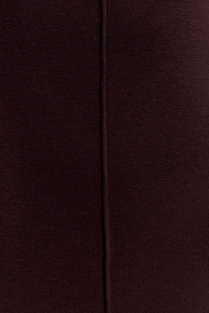 Cleona Merino Yünlü Ribanalı Uzun Kollu Maksi Elbise - Koyu Çikolata