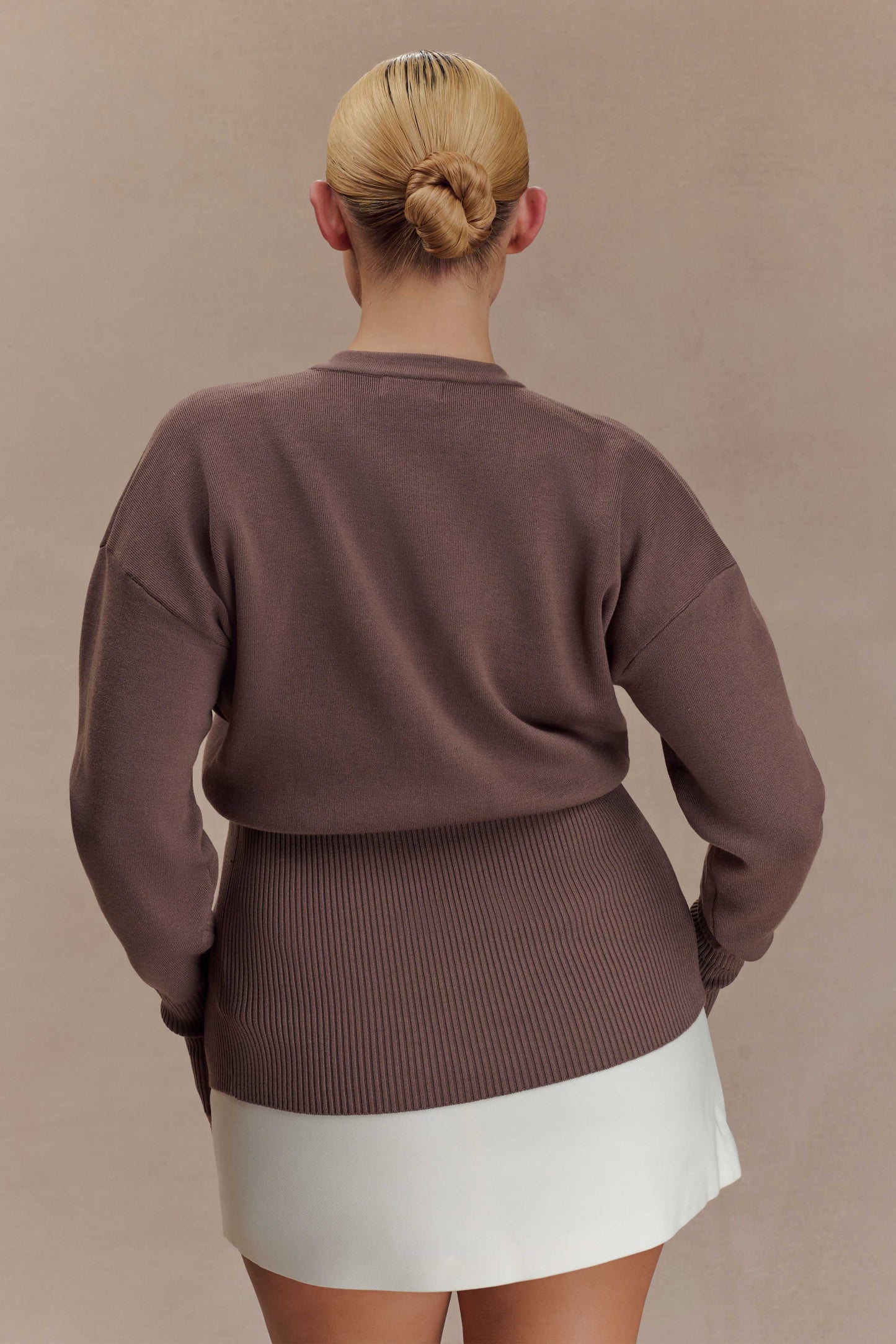 Amanda Statement Düğmeli Örgü Hırka - Kakao Kahvesi