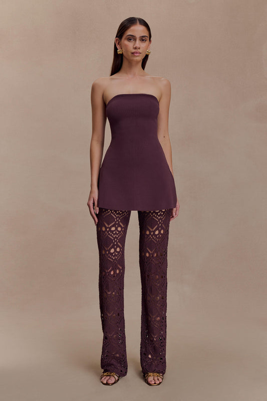 Anette Bandaj Örgü Straplez Üst - Çikolata