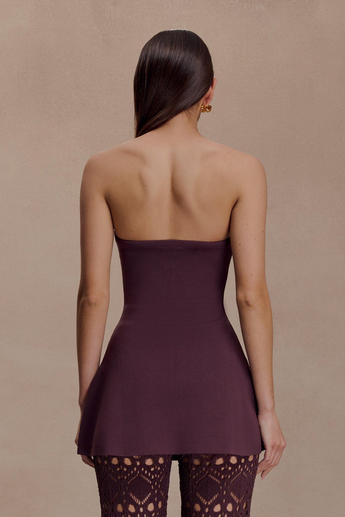 Anette Bandaj Örgü Straplez Üst - Çikolata