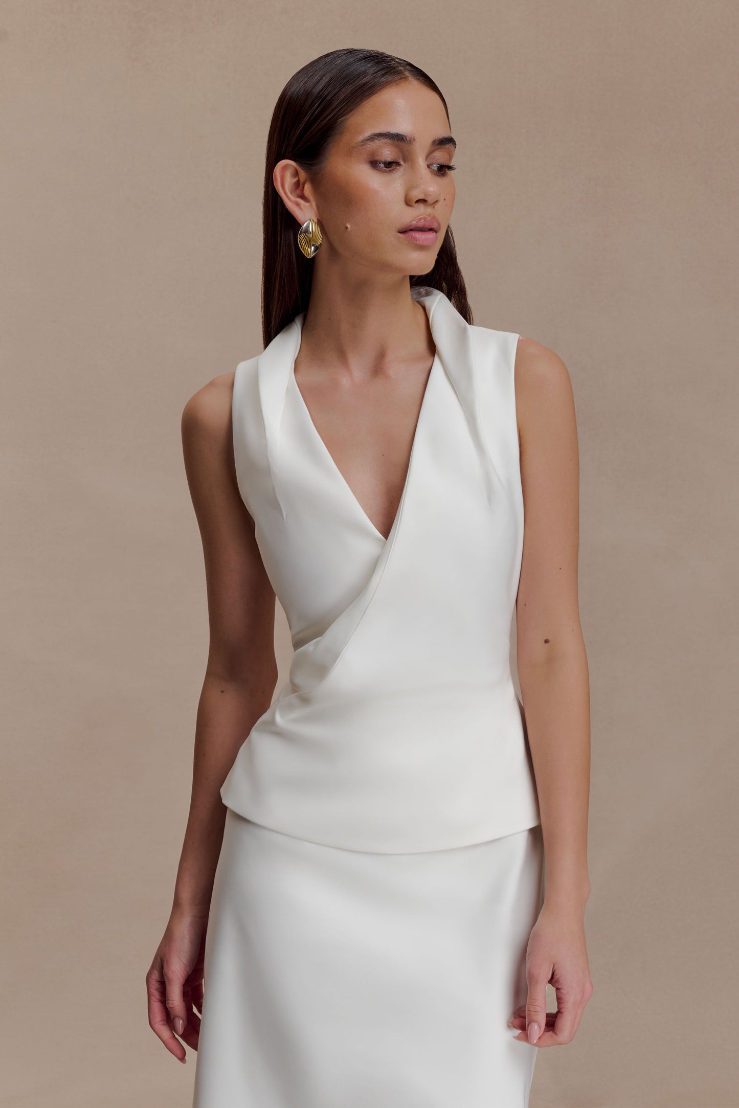 Yanina Pamuklu Askılı Midi Elbise - Beyaz