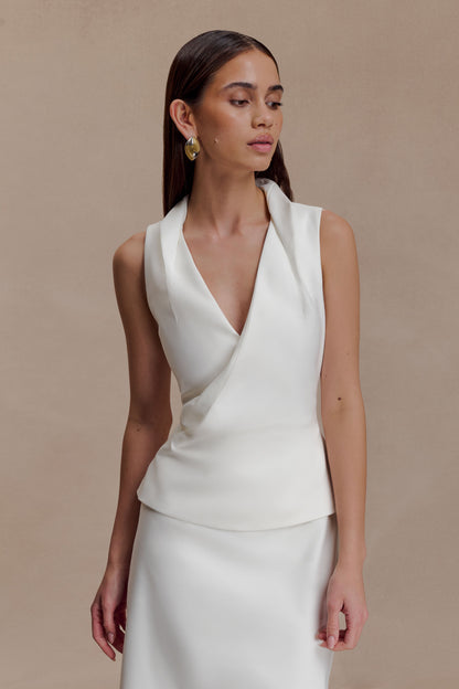 Yanina Pamuklu Askılı Midi Elbise - Beyaz