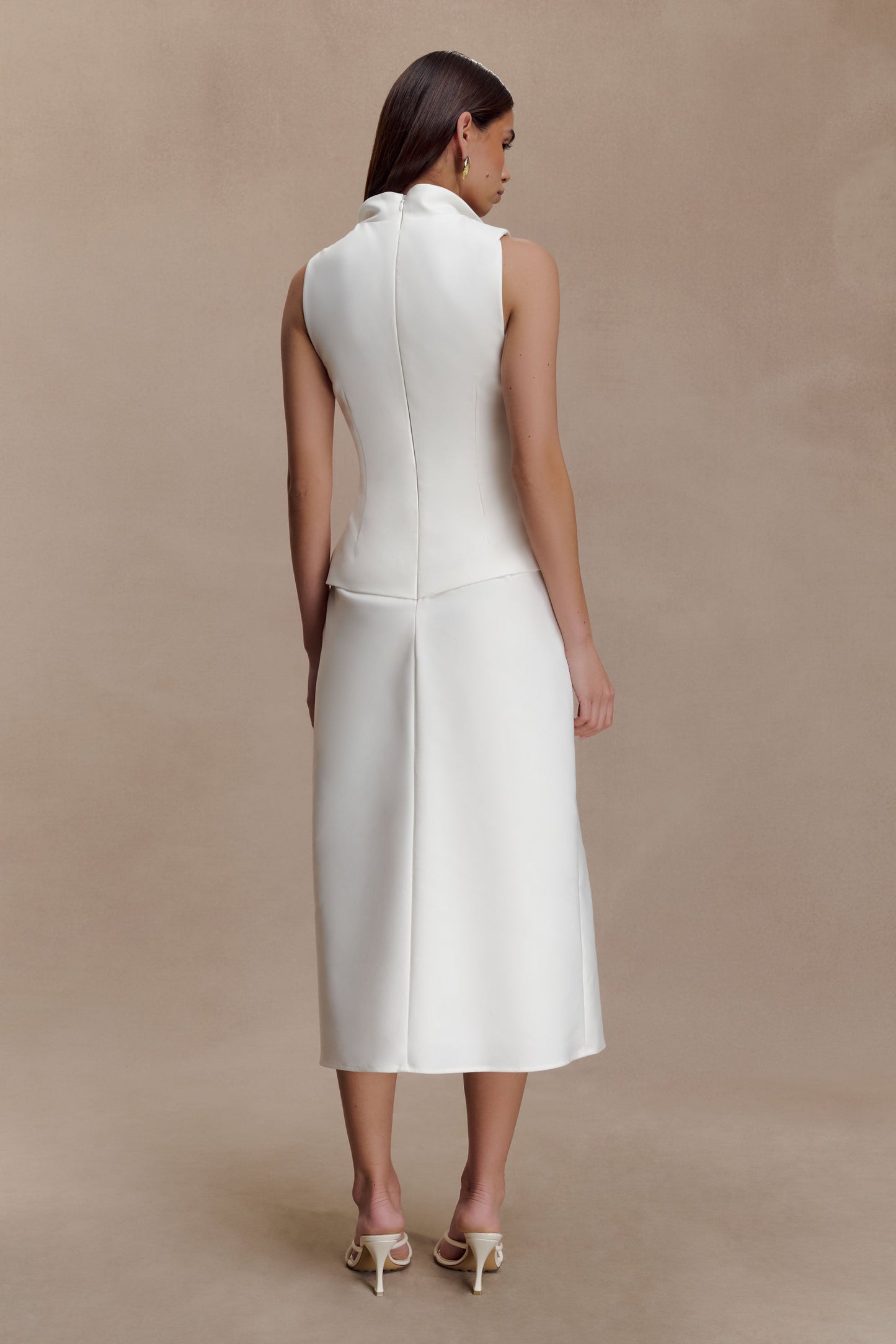 Yanina Pamuklu Askılı Midi Elbise - Beyaz