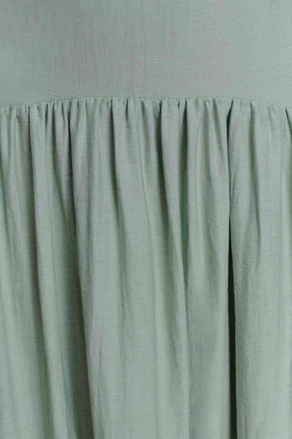 Darling Keten Uzun Elbise - Sage