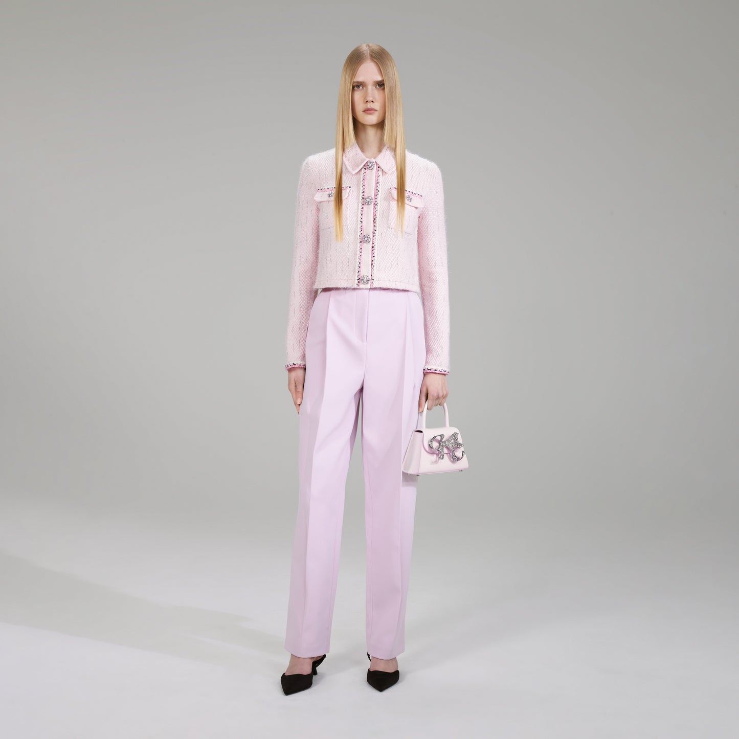 Pembe Melanj Örgü Hırka