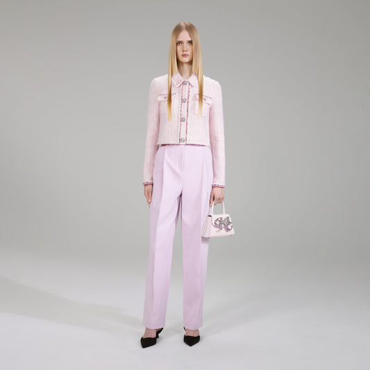 Pembe Melanj Örgü Hırka