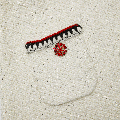 Krem Pullu Örgü Etek