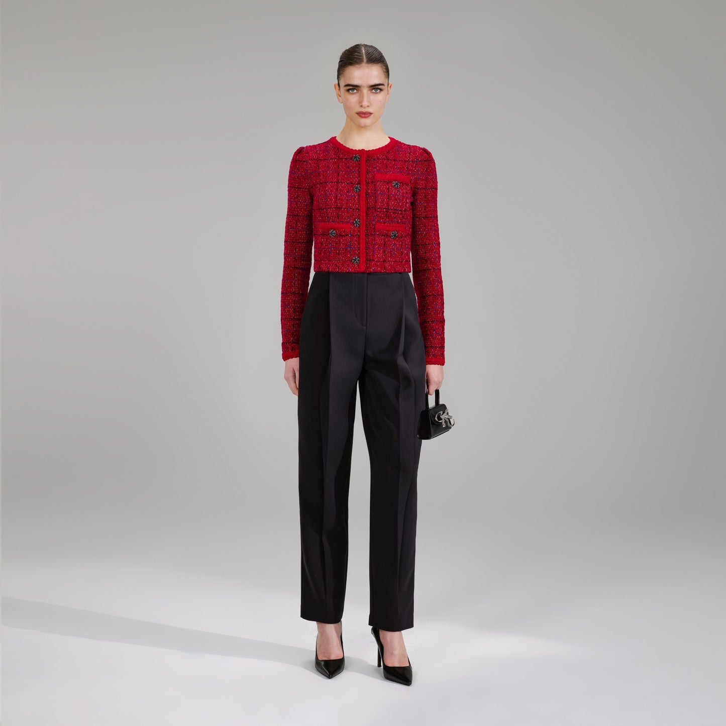 Kırmızı Melanj Örgü Ceket