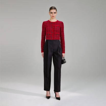 Kırmızı Melanj Örgü Ceket