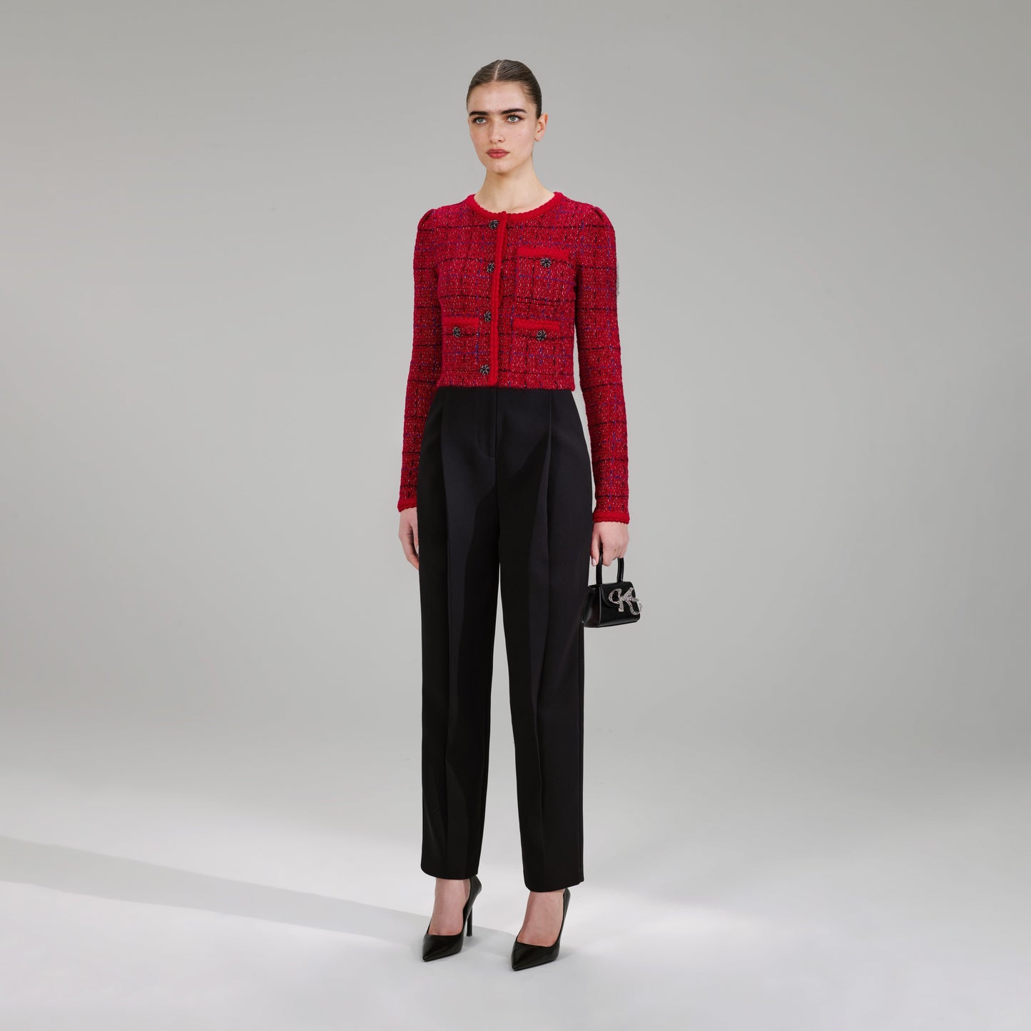 Kırmızı Melanj Örgü Ceket