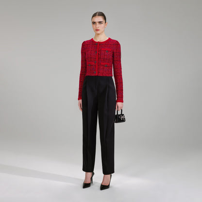 Kırmızı Melanj Örgü Ceket