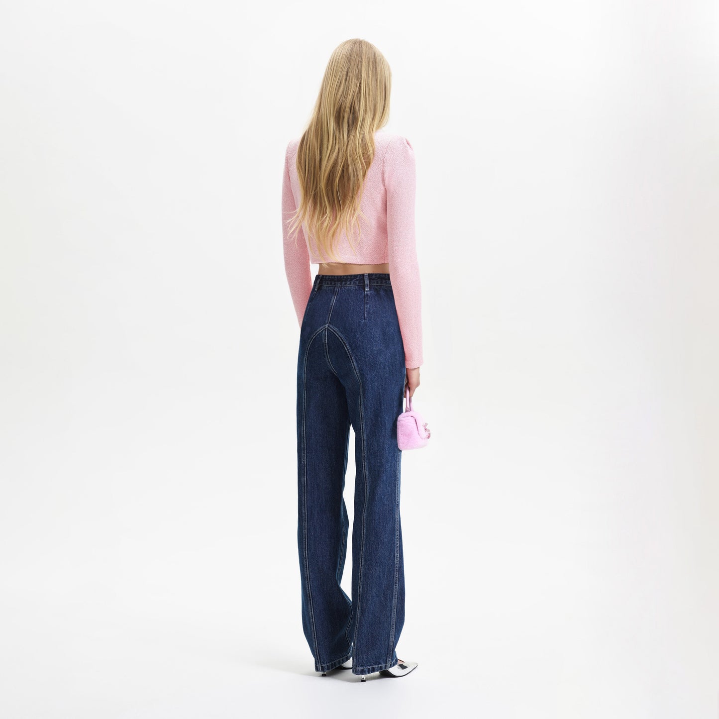 Pembe Suni Kürk Yakalı Hırka