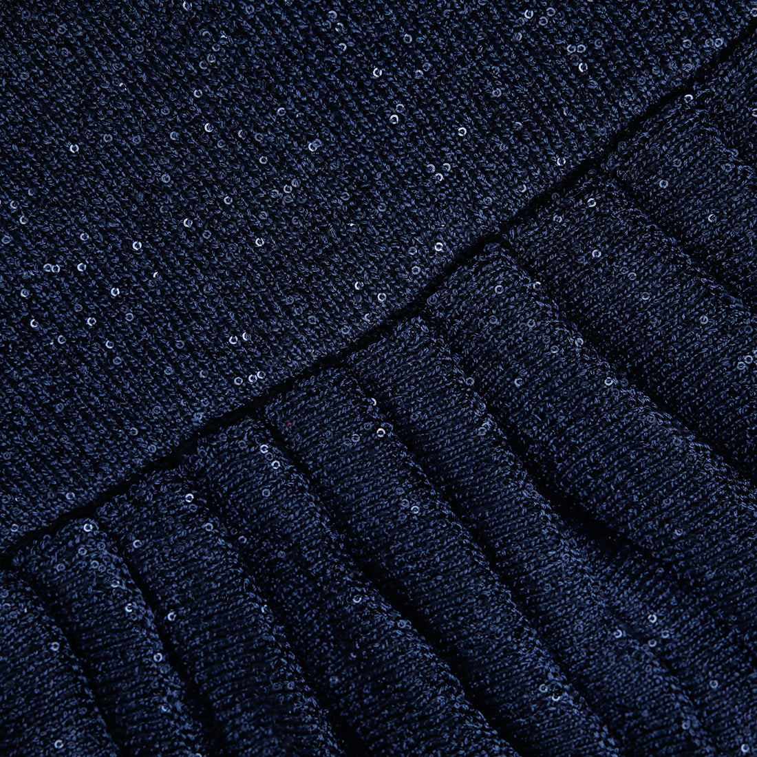 Lacivert Örgü Yaka Mini Elbise