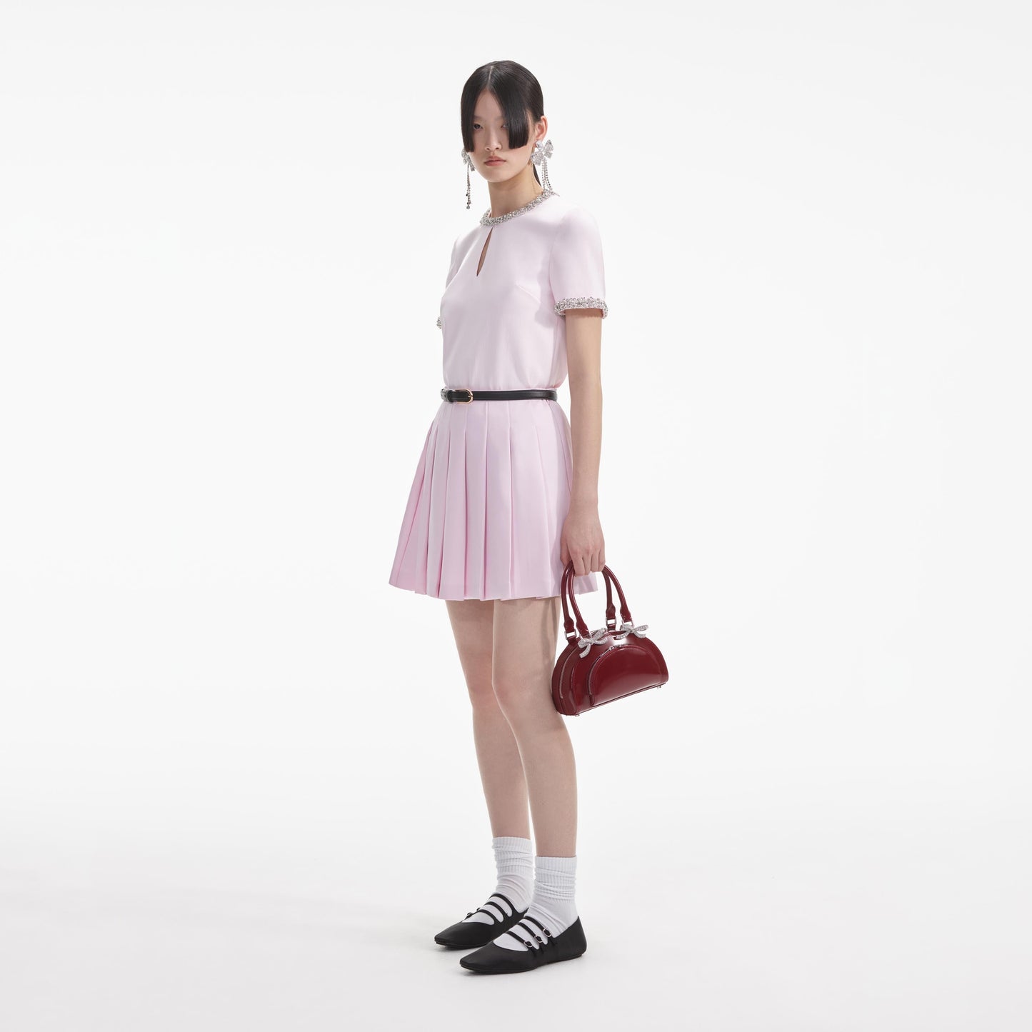 Pembe Saten Süslemeli Üst