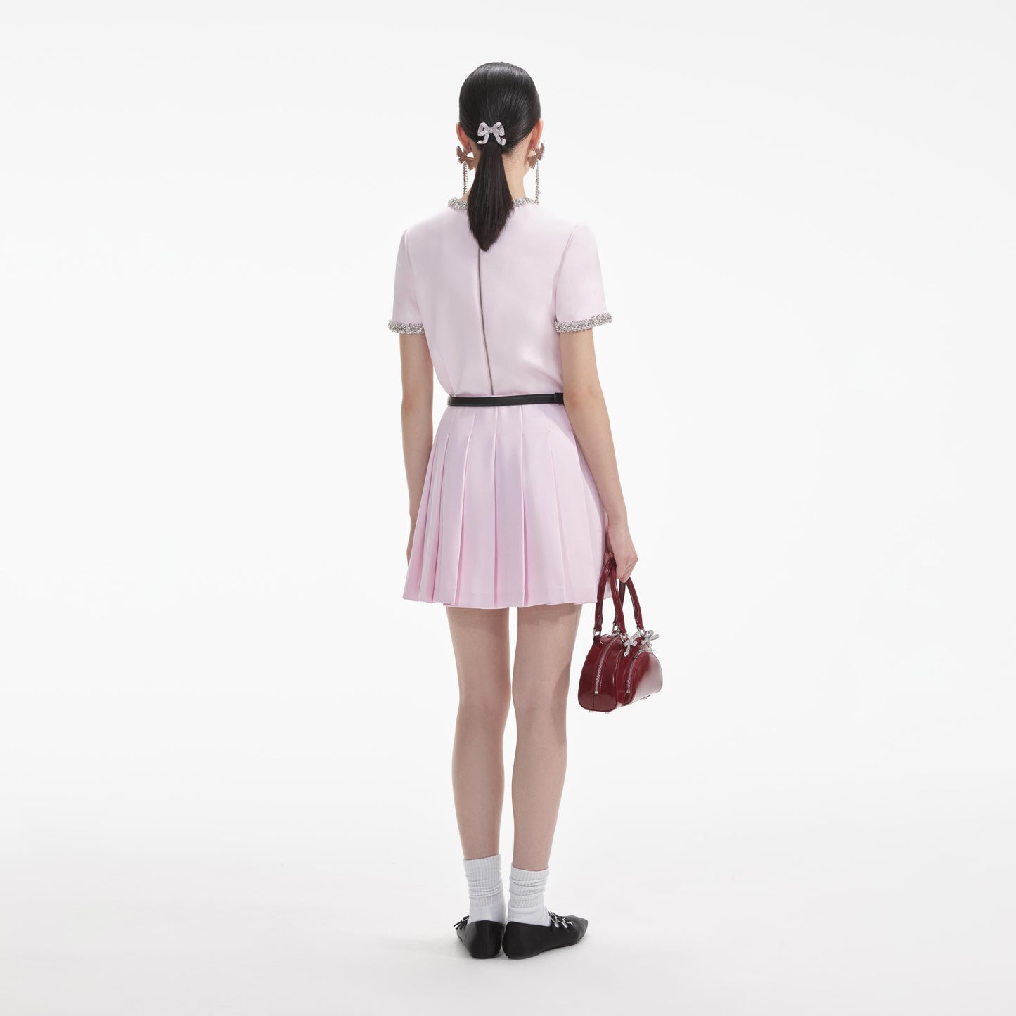 Pembe Saten Mini Etek