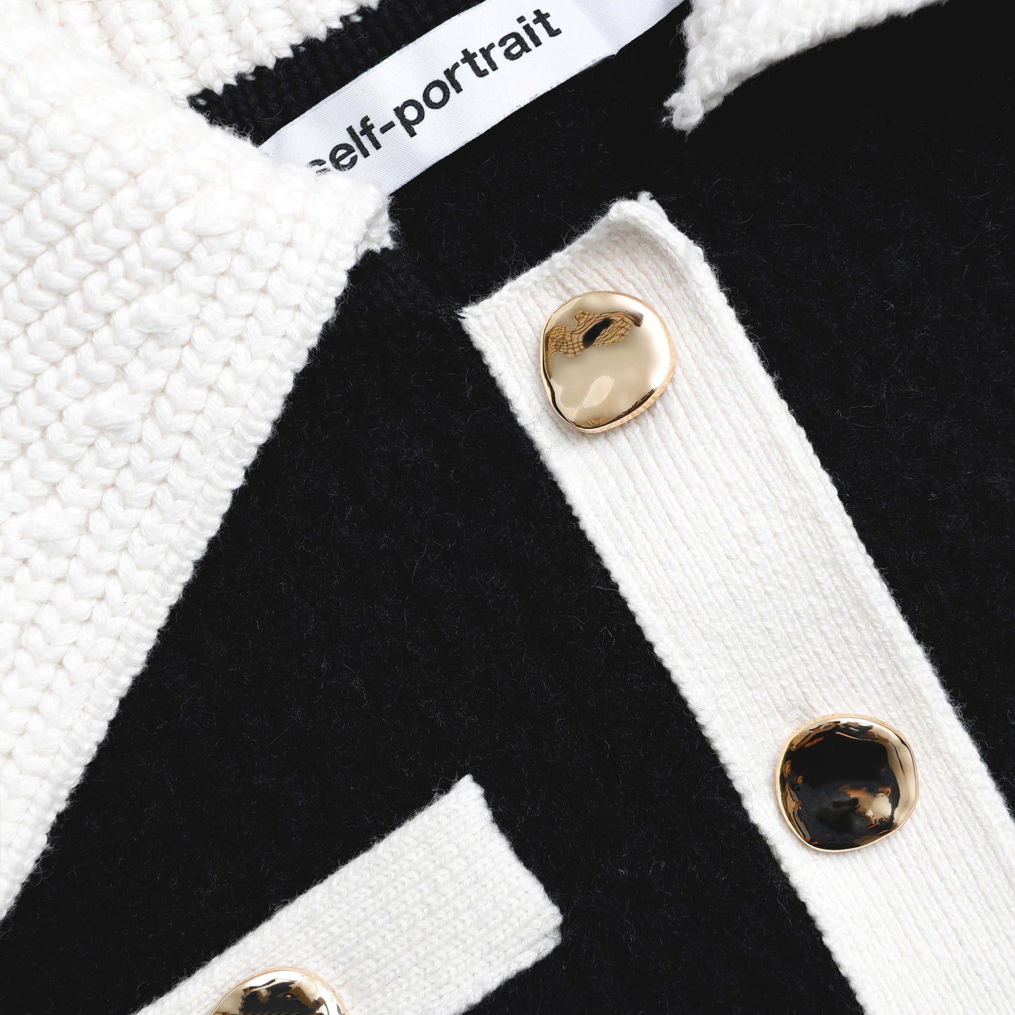 Siyah Kontrast Kaşmir Karışımlı Hırka