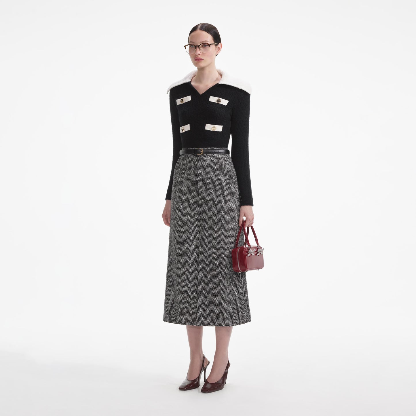 Siyah Kaşmir Karışımlı Kazak