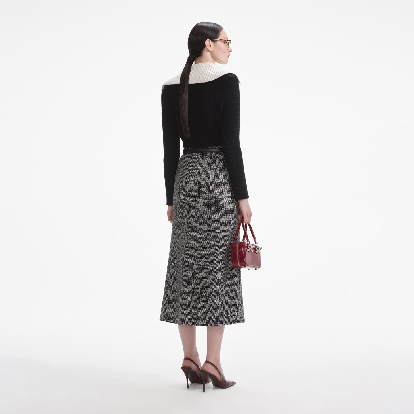 Siyah Kaşmir Karışımlı Kazak