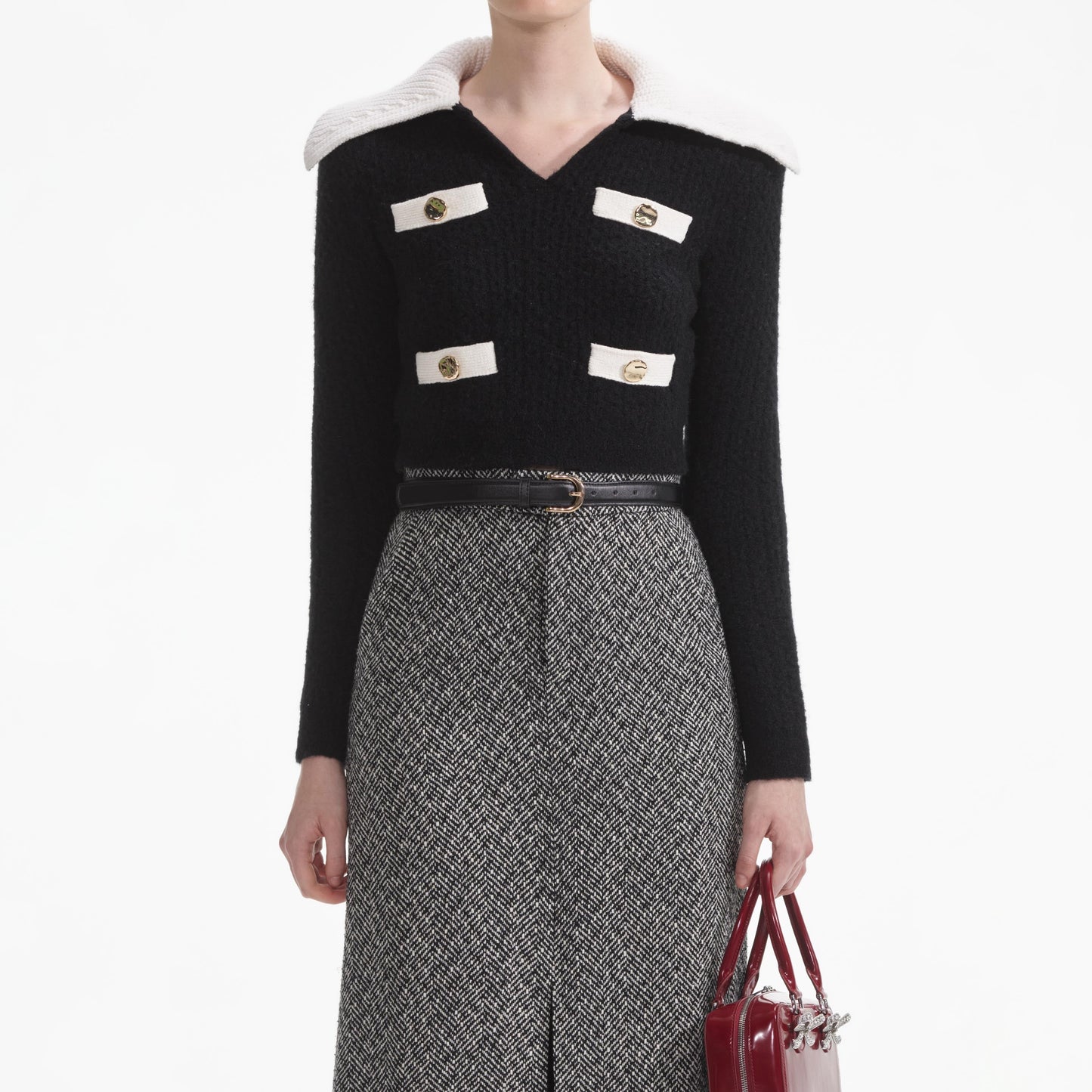 Siyah Kaşmir Karışımlı Kazak