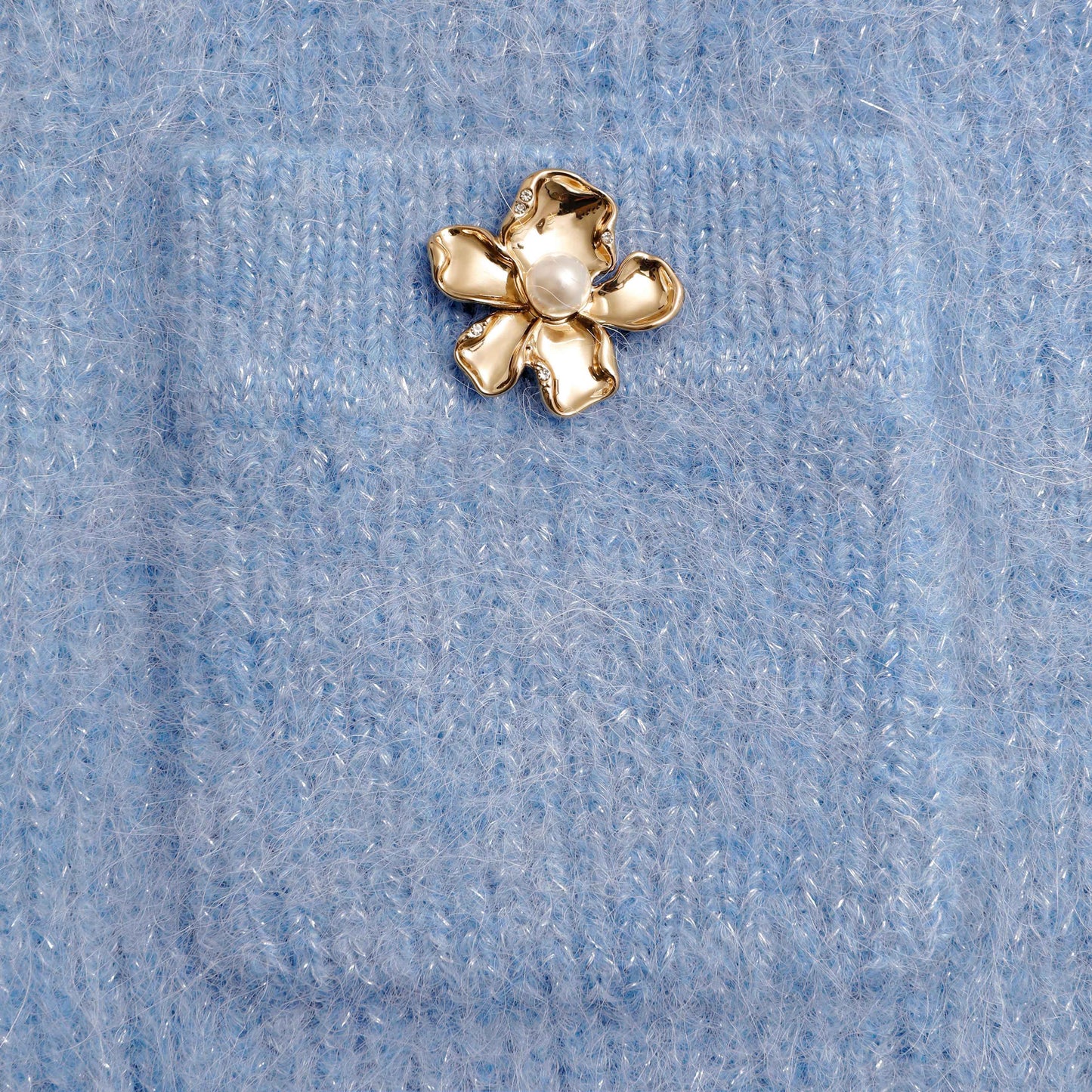 Mavi Yumuşak Örme Midi Etek