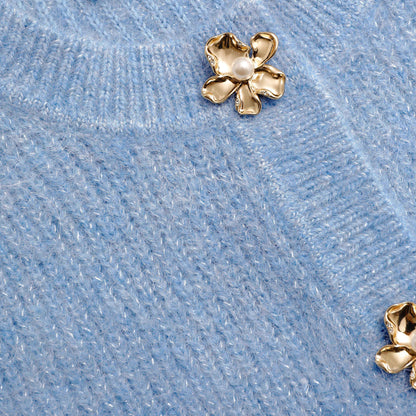 Mavi Yumuşak Örgü Üst