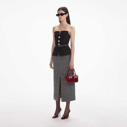 Siyah Krep Bandeau Üst