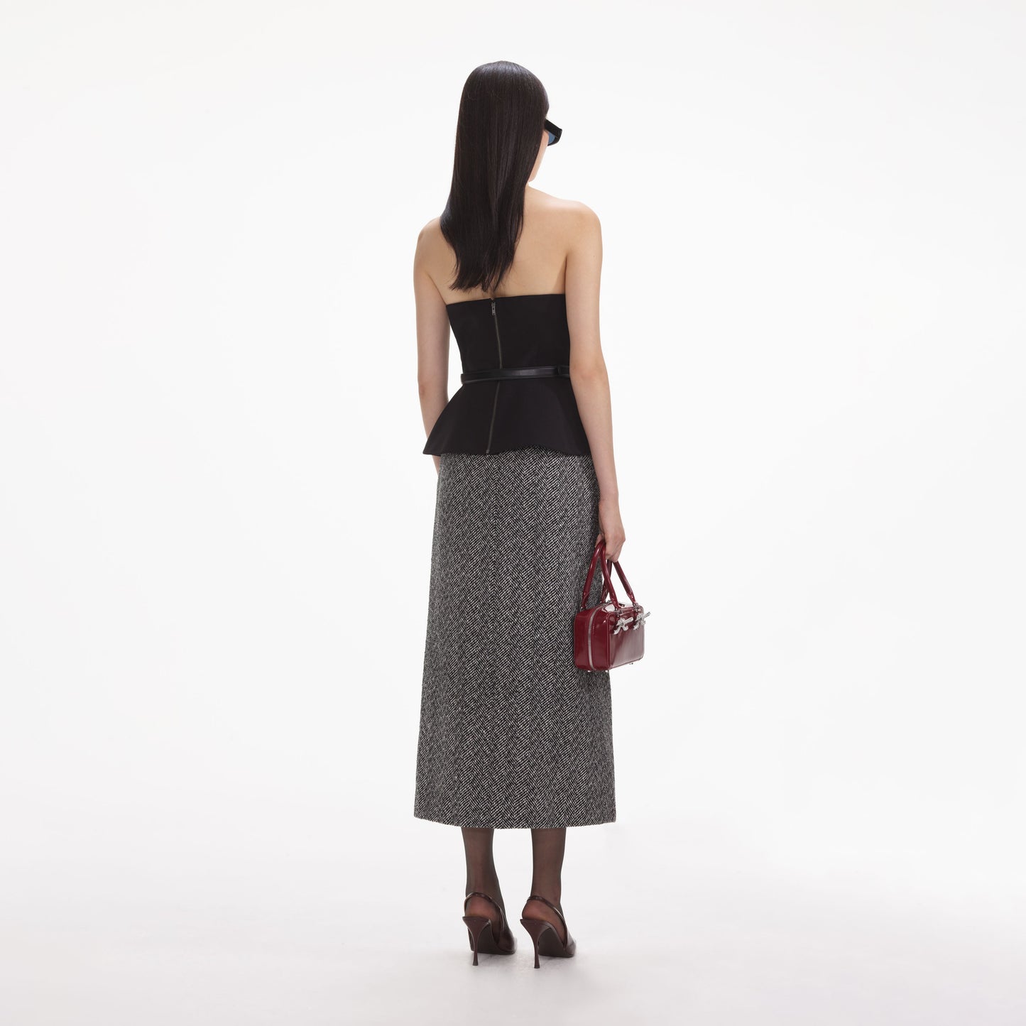 Siyah Krep Bandeau Üst