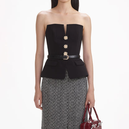 Siyah Krep Bandeau Üst