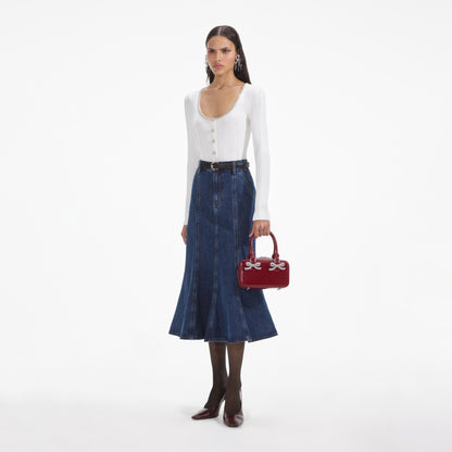 Beyaz Süslemeli Örgü Üst