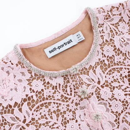 Pembe Çiçekli Dantel Ceket